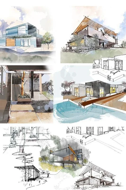 watercolor architectural rendering​