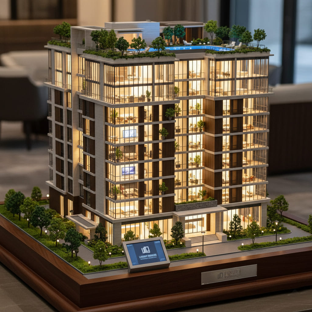 realistic sales model with interior lighting